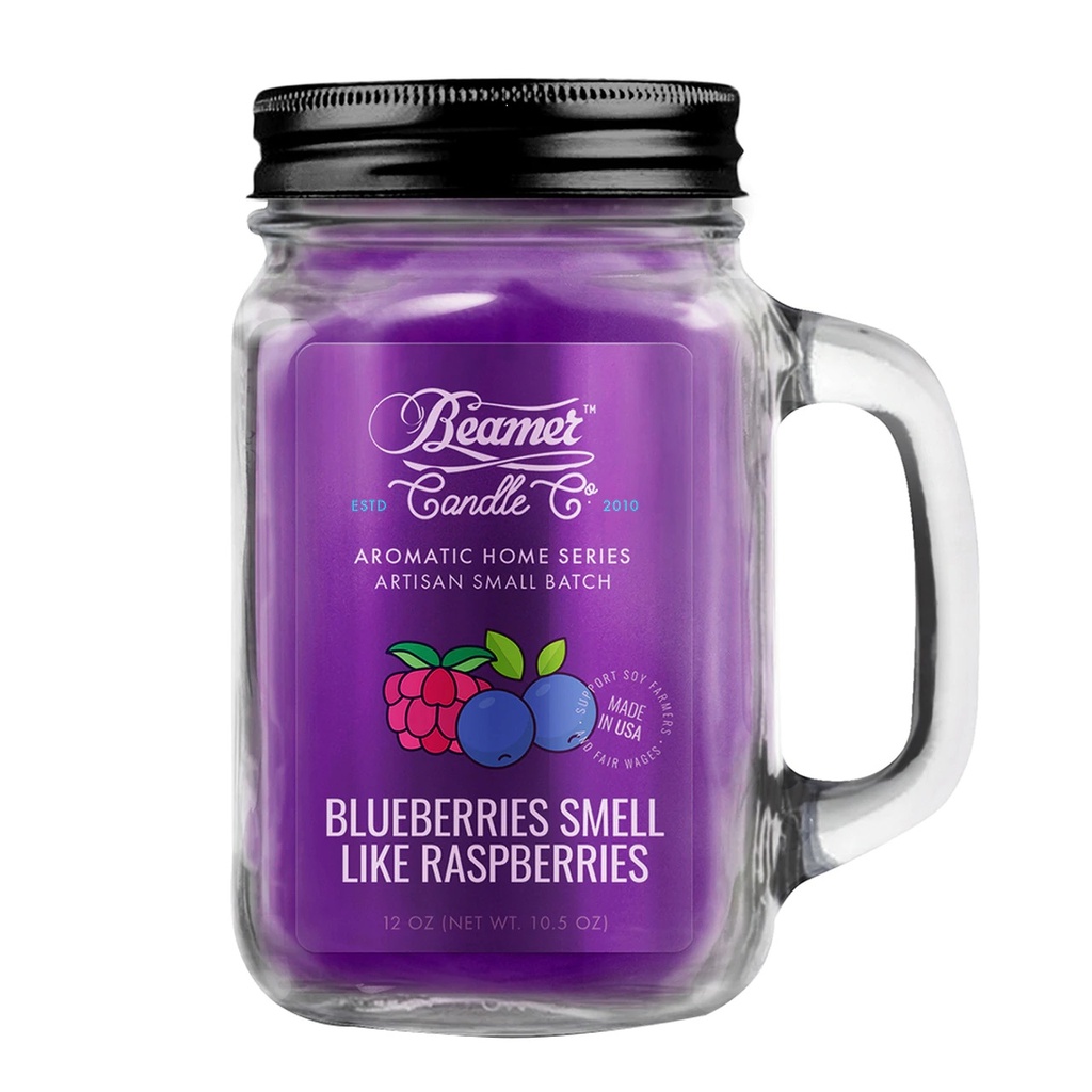 Beamer Candle Co. 12oz Glass Mason Jar - Blueberries Smell Like Raspberries