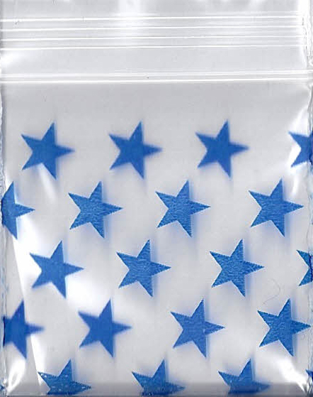 Sacs en plastique Blue Stars 1x1 pouce 100 pièces.