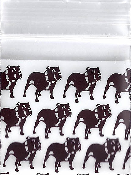 Brown Bull Dog 1.5x1.5 Inch Plastic Baggies 1000 pcs.