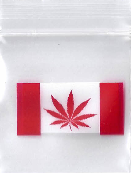 Drapeau de pot canadien, sachets en plastique de 1x1 pouce, 100 pièces.