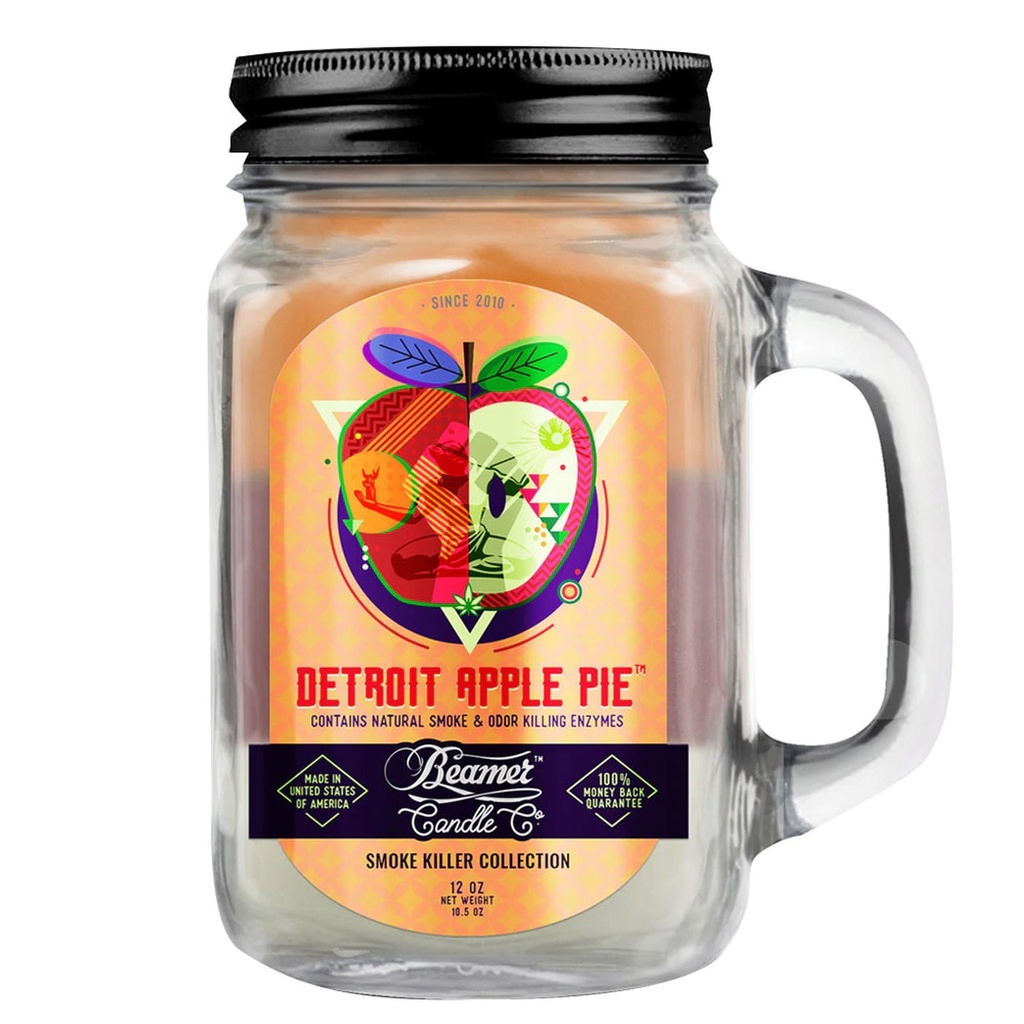 Beamer Candle Co. Pot en verre de 12 oz - Tarte aux pommes de Detroit