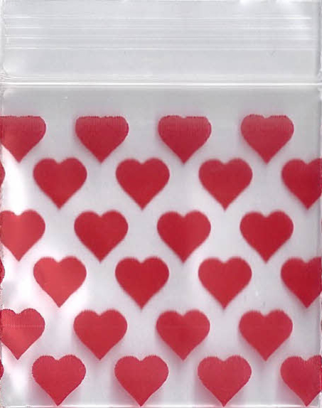 Sacs en plastique en forme de cœur de 1x1 pouce, 100 pièces.