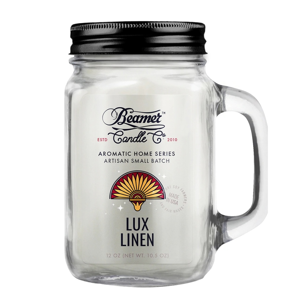 Beamer Candle Co. Pot en verre de 12 oz - Lux Linen