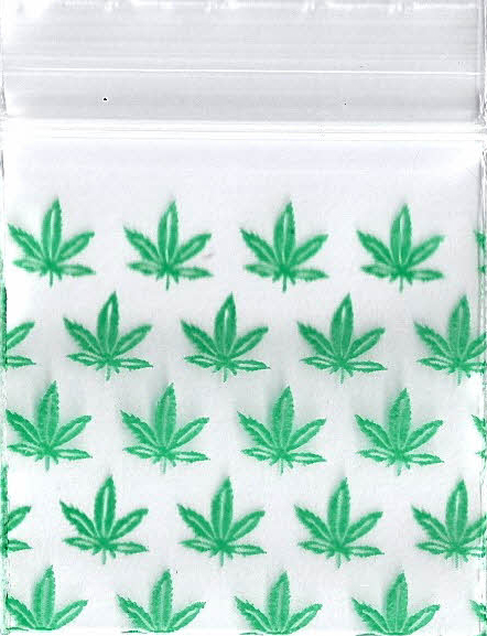 Multi Marijuana Leaf 1.25x1.25 Inch Plastic Baggies 1000 pcs.