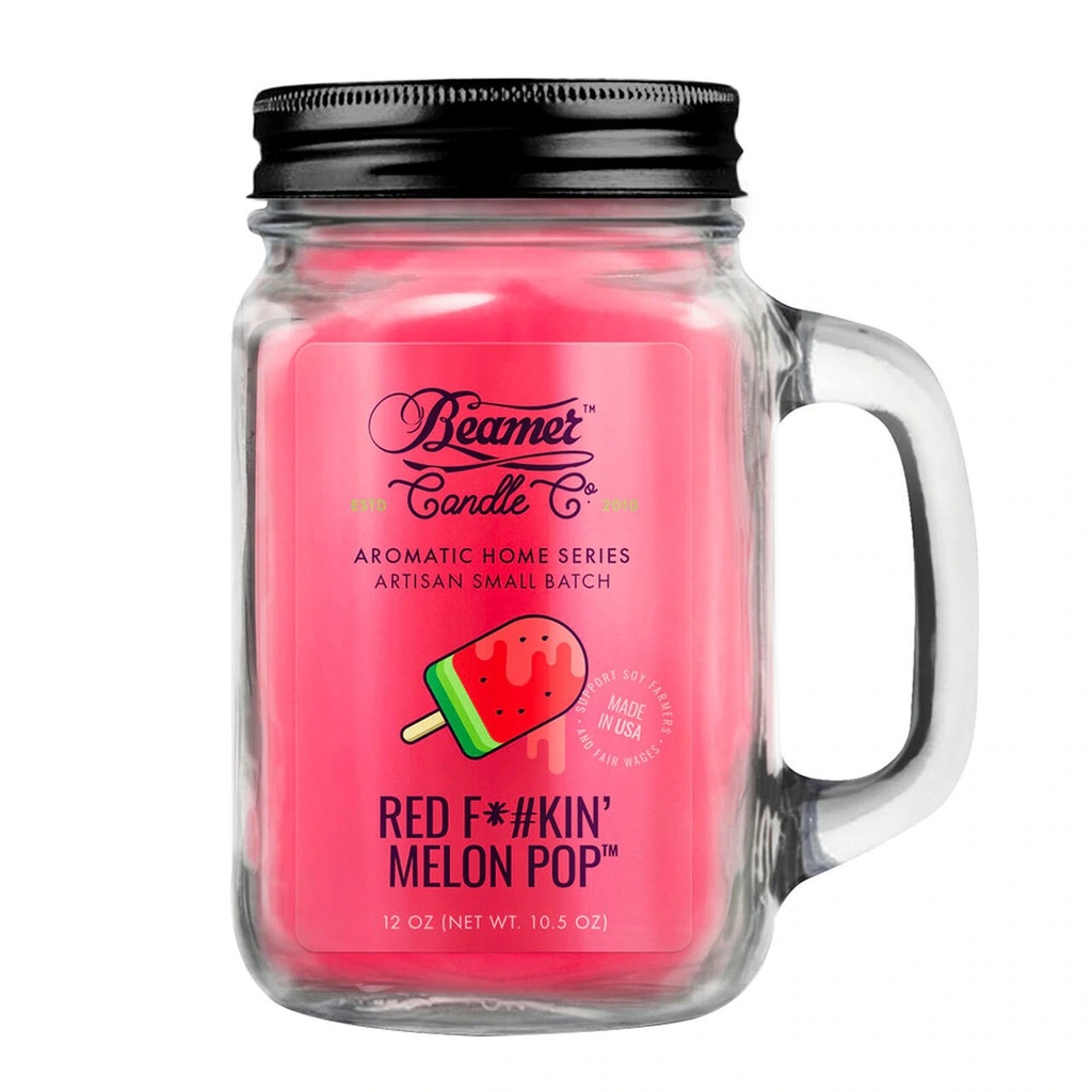 Beamer Candle Co. 12oz Glass Mason Jar - Red F*#kin' Melon Pop