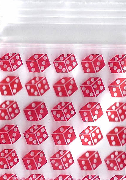 Red Dice 1x1 Inch Plastic Baggies 1000 pcs.