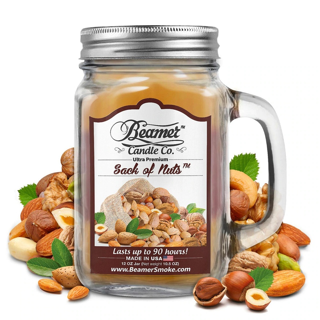 Beamer Candle Co. 12oz Glass Mason Jar - Sack of Nuts