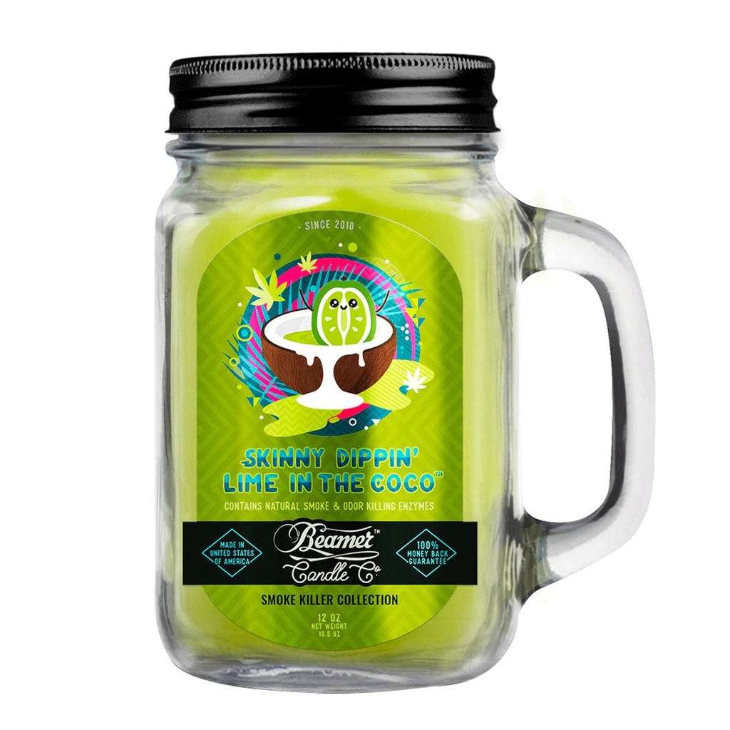 Beamer Candle Co. 12oz Glass Mason Jar -Skinny Dippin' Lime in the Coco