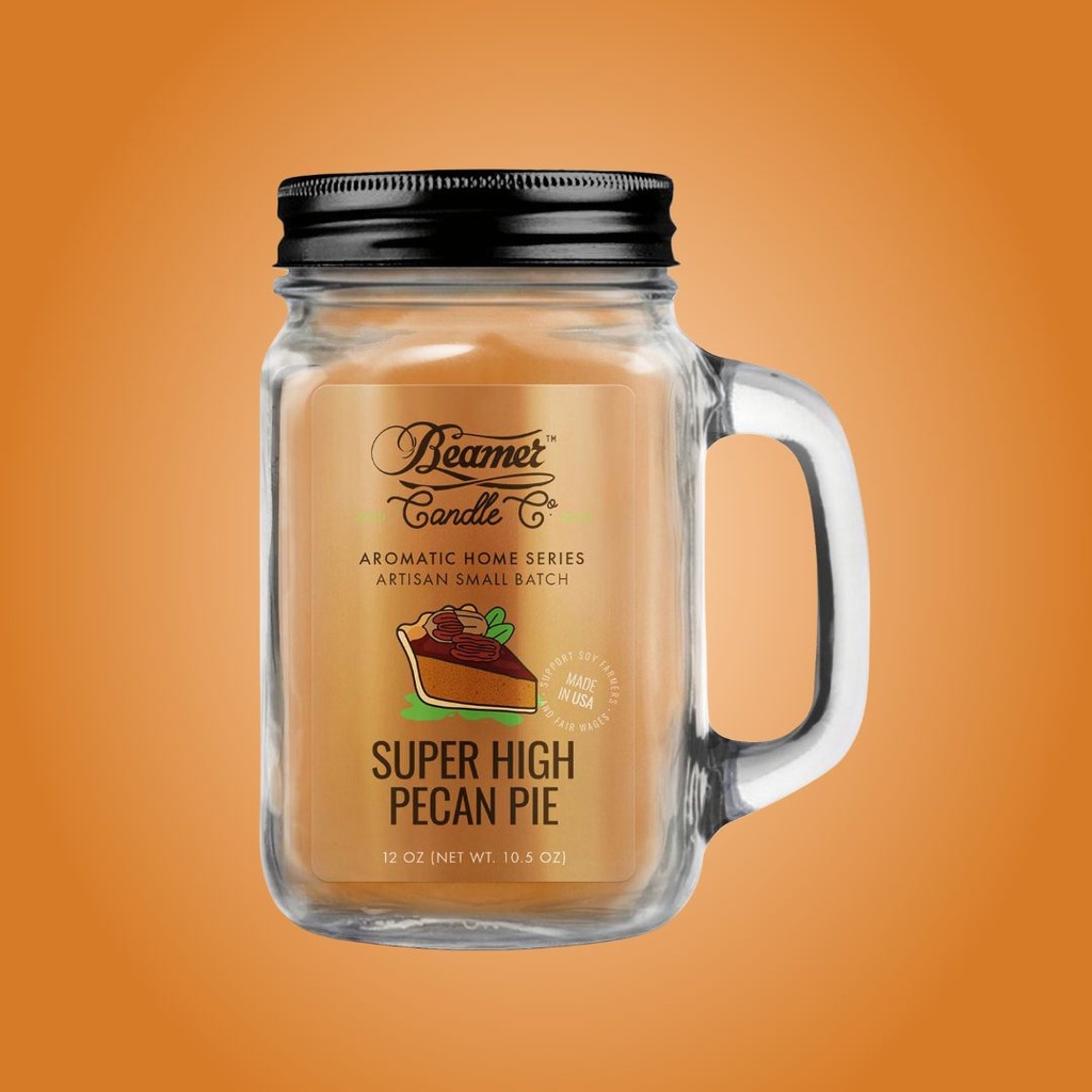 Super High Pecan Pie - Odor Killing Scented Candle by Beamer Candle Co. - 12 oz