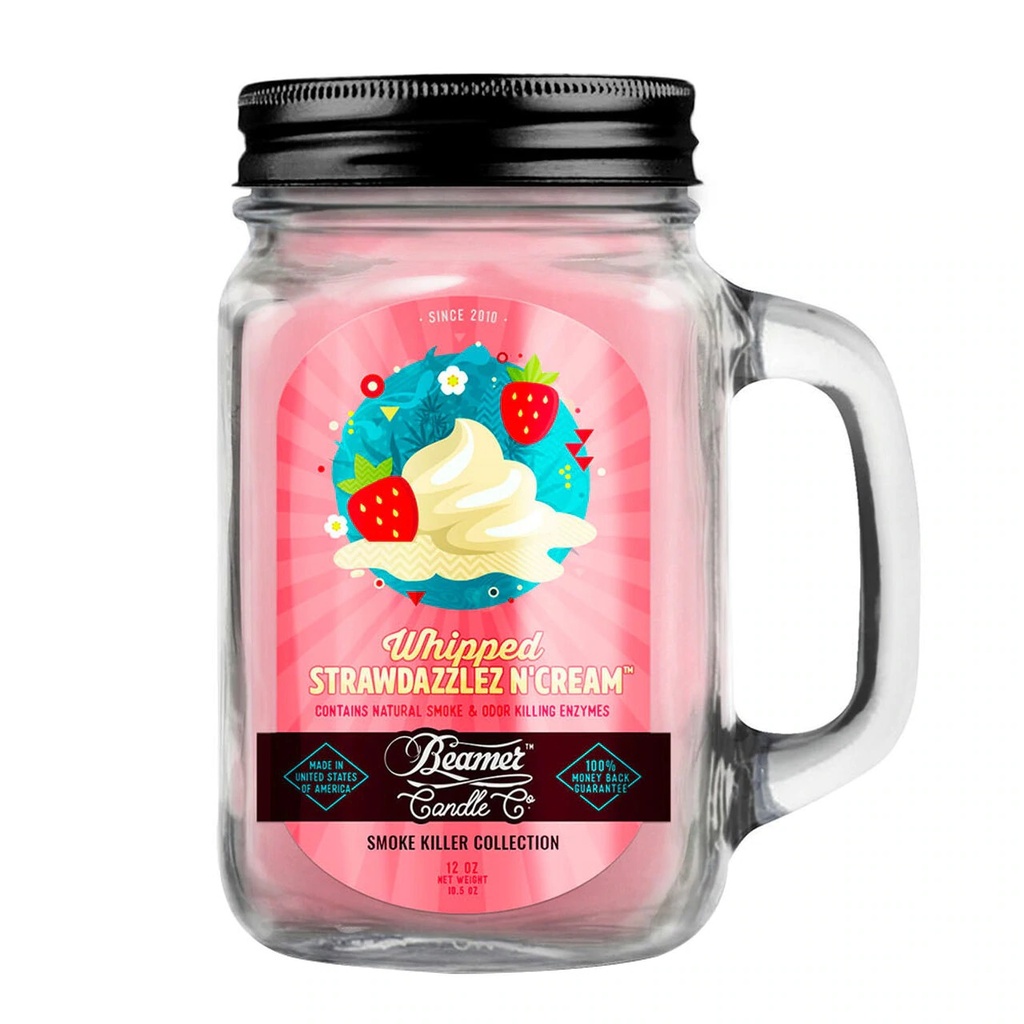 Beamer Candle Co. Pot en verre de 12 oz - Crème fouettée aux fraises et paillettes