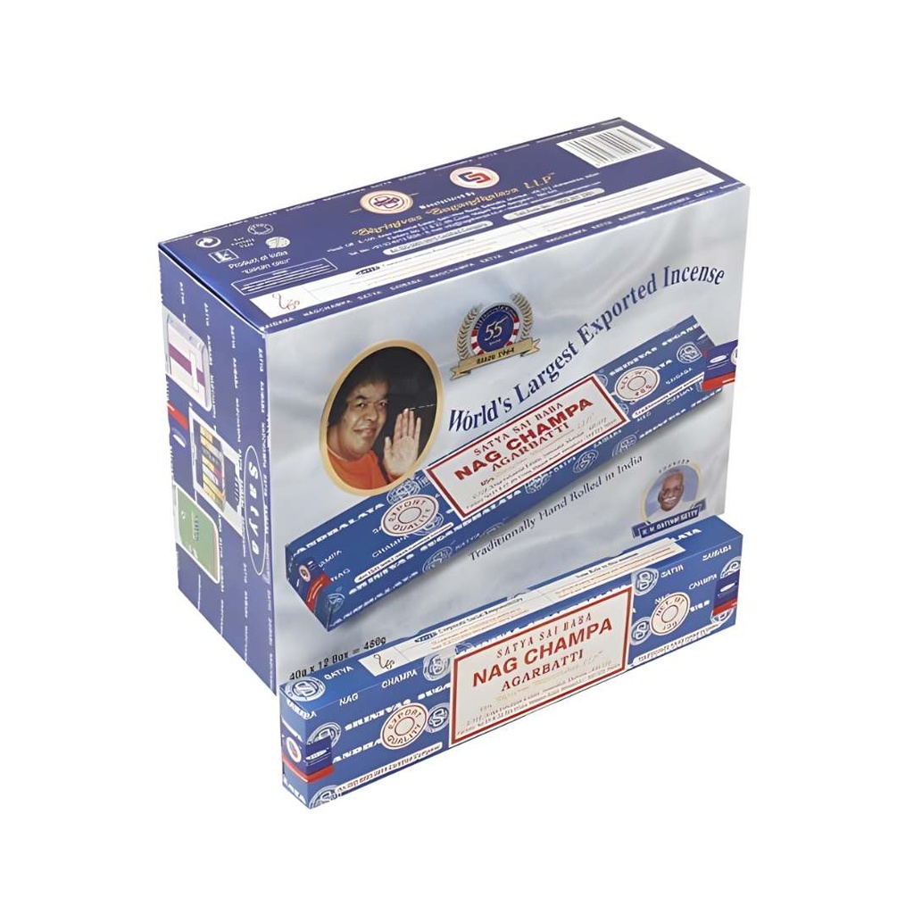 B tonnets d'encens Nag Champa 40g - Boîte de 12 paquets