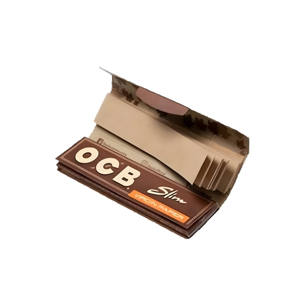 OCB Virgin Unbleached King Size Slim 110mm Rolling Papers with Tips