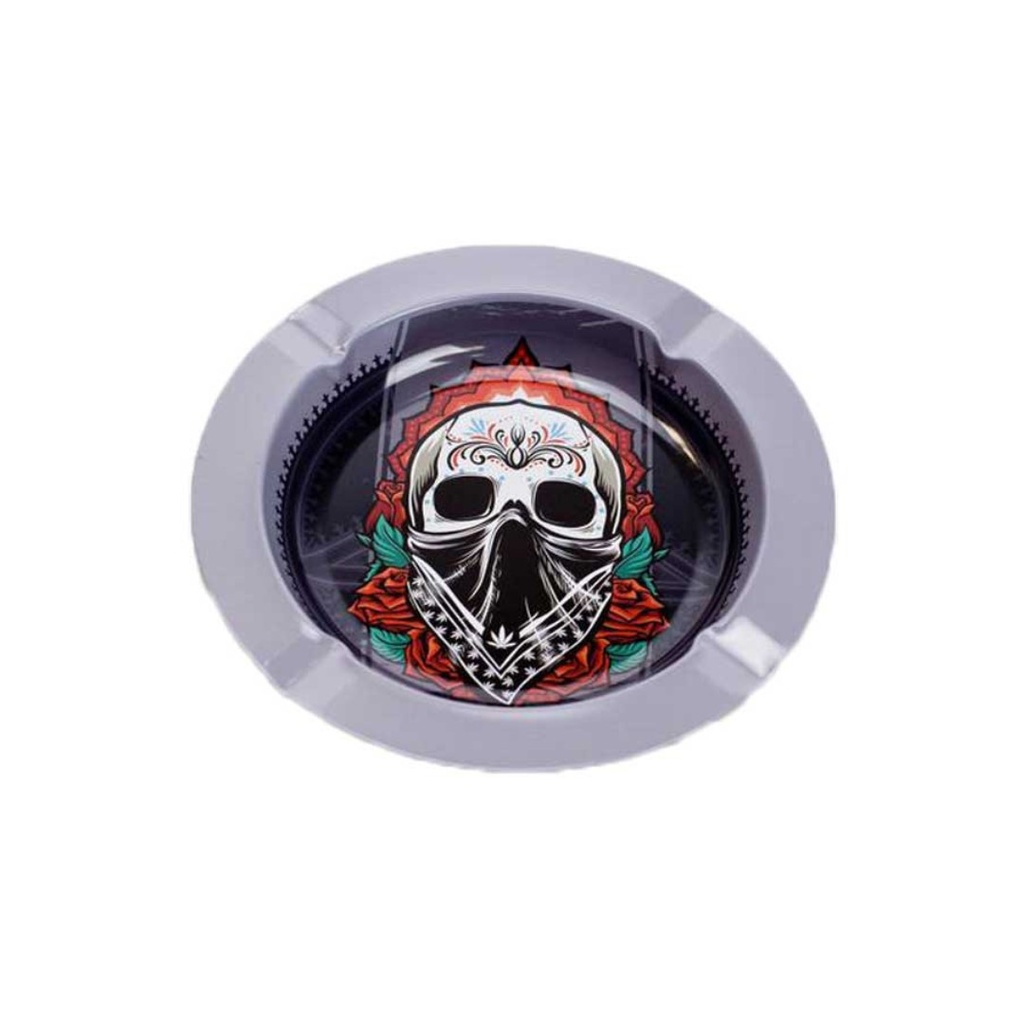 Smoke Arsenal Round Metal Ashtray - Skull with Bandana