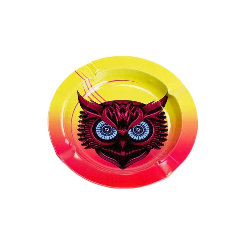 Smoke Arsenal Round Metal Ashtray -  Red Owl