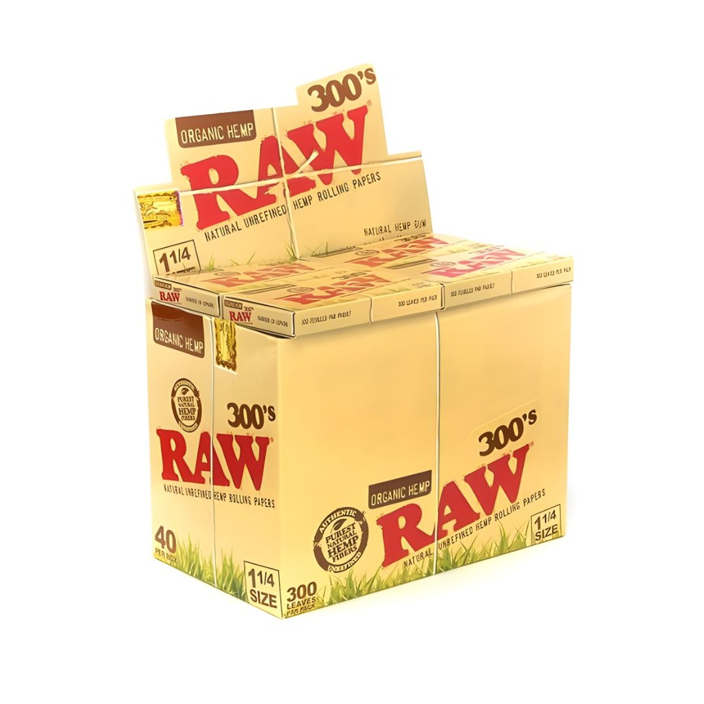 Raw Organic Hemp 1 1/4 300 leaves Rolling Papers Box (40 Packs)