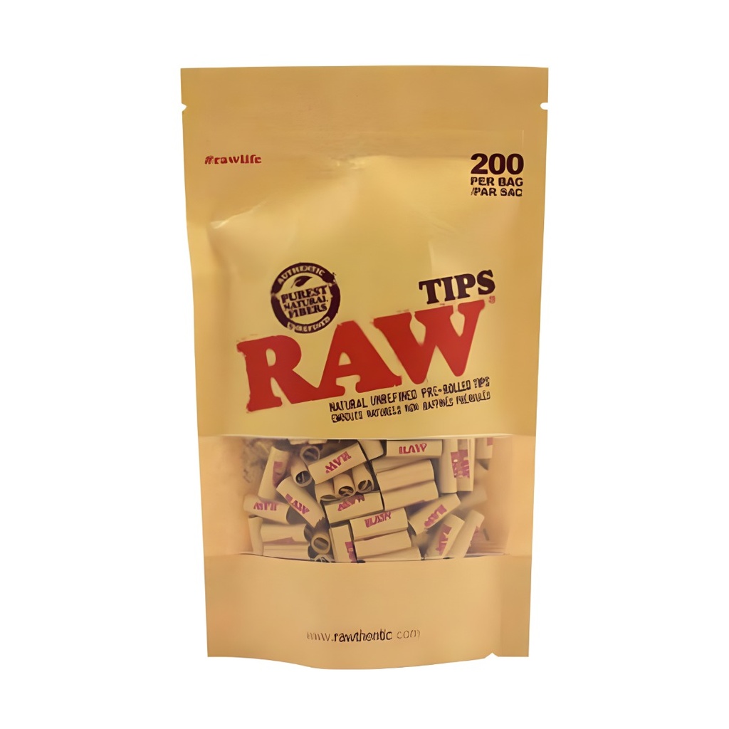 RAW Pre-Rolled Unbleached Tips - Bag