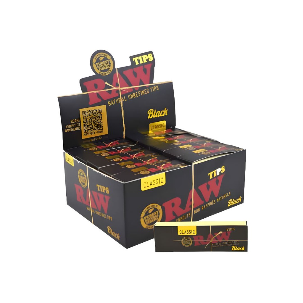 Raw Black Classic Unrefined Tips Regular Box of 50