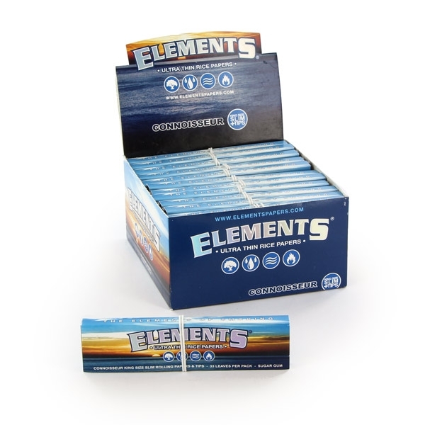 Éléments King Size Slim 110mm Connoisseur Rolling Papers avec Tips 1 Boîte