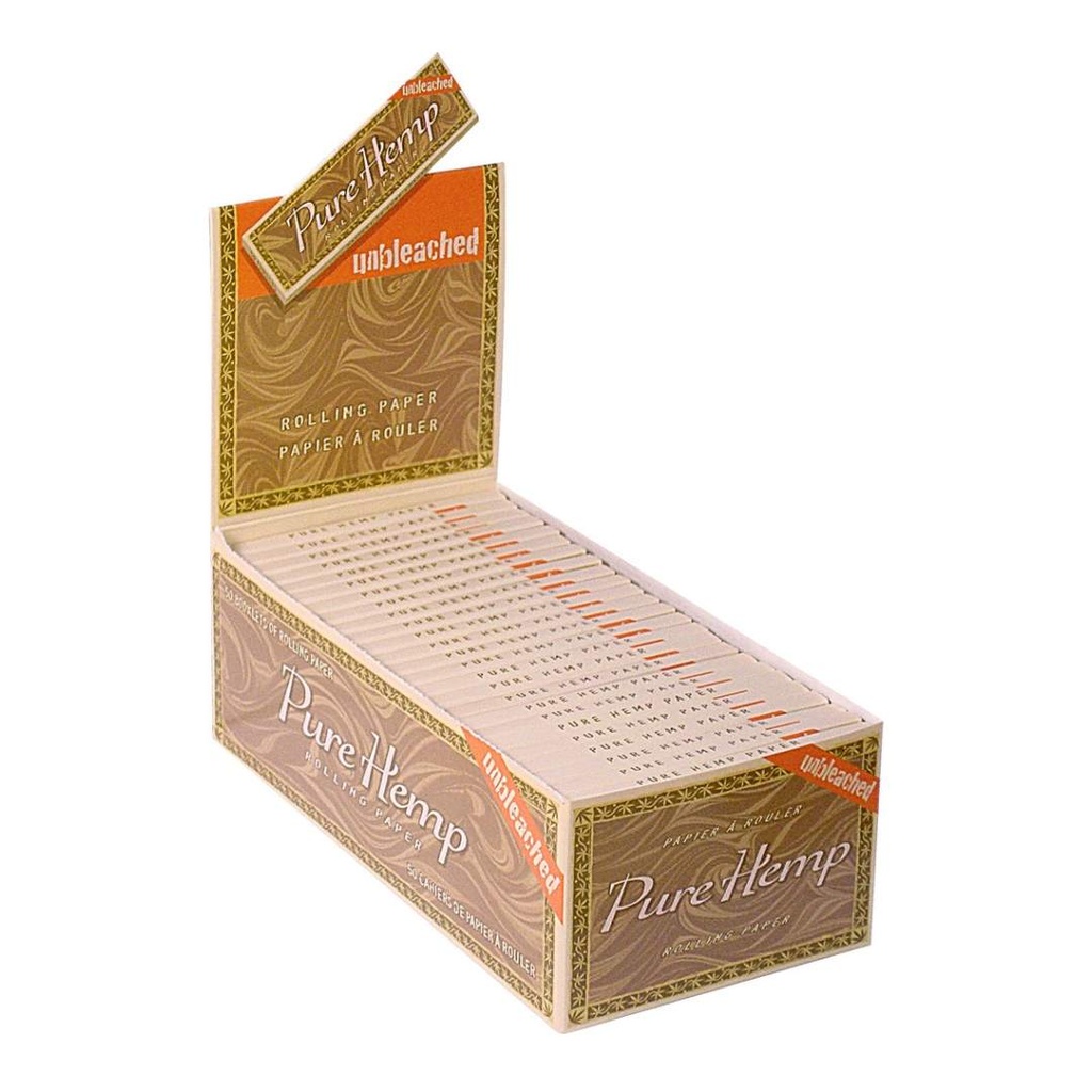 Pure Hemp Single Width Single Window Unbleached 70mm Rolling Papers Box (50 Packs)