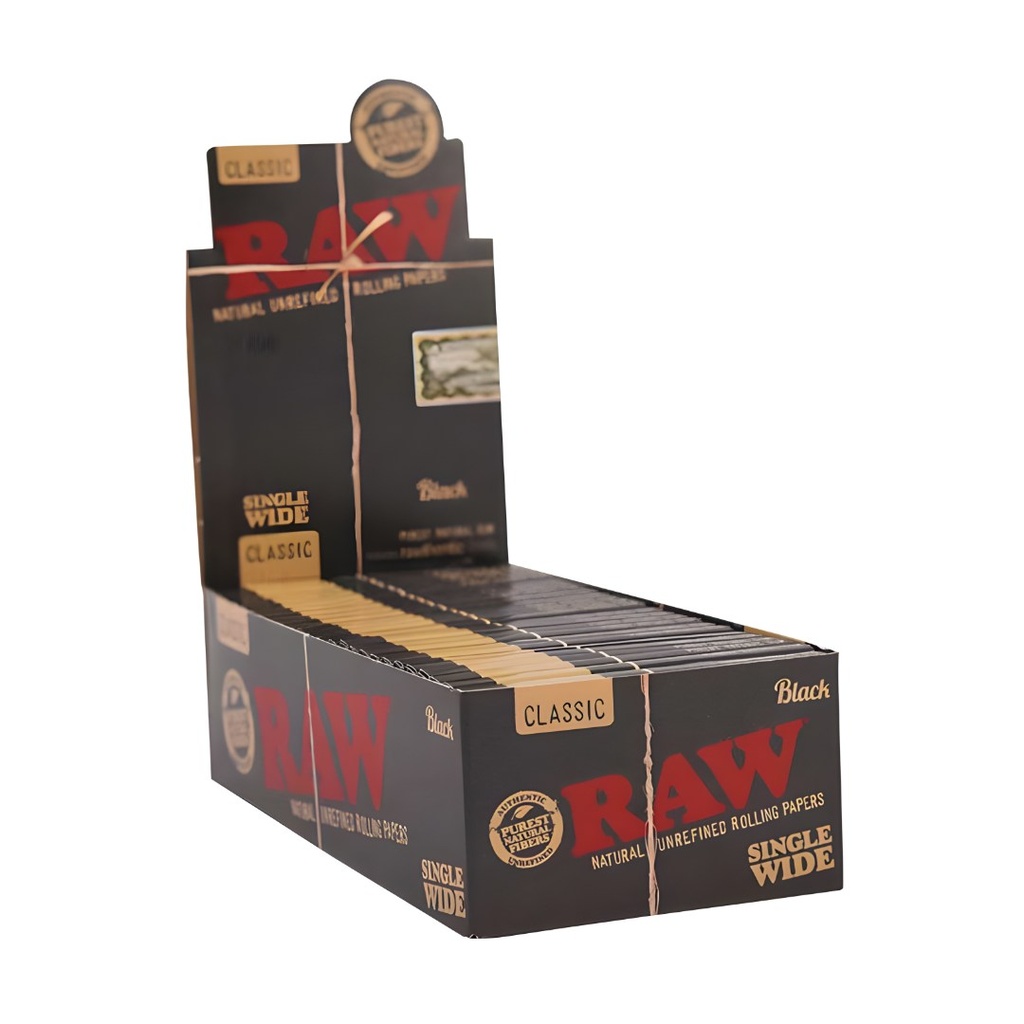 Raw Black 70mm Single Wide Double Window Rolling Papers Box