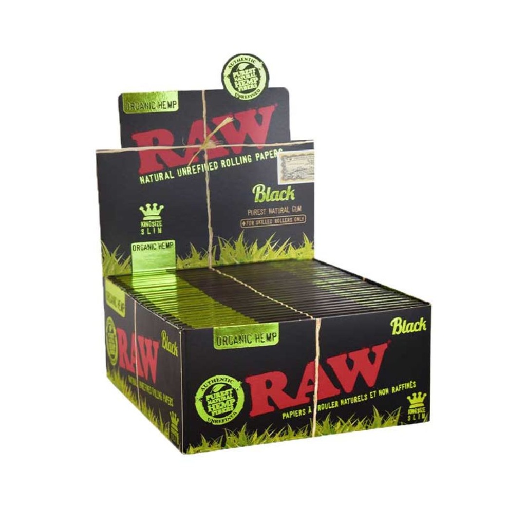 Raw Black Organic Hemp 110mm Rolling Papers - King Size - Box of 50