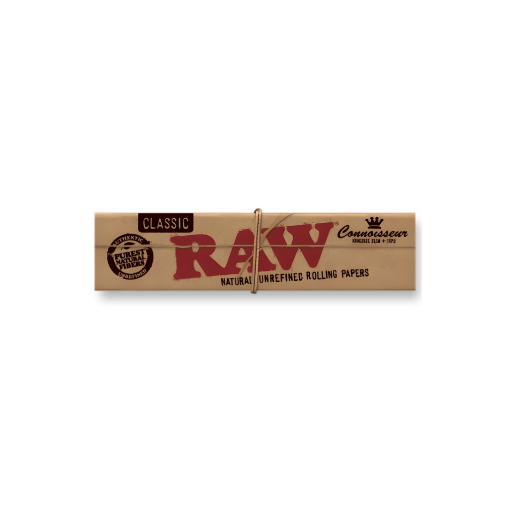 Papier à rouler Raw Classic King Size Slim Connoisseur 110mm avec filtres