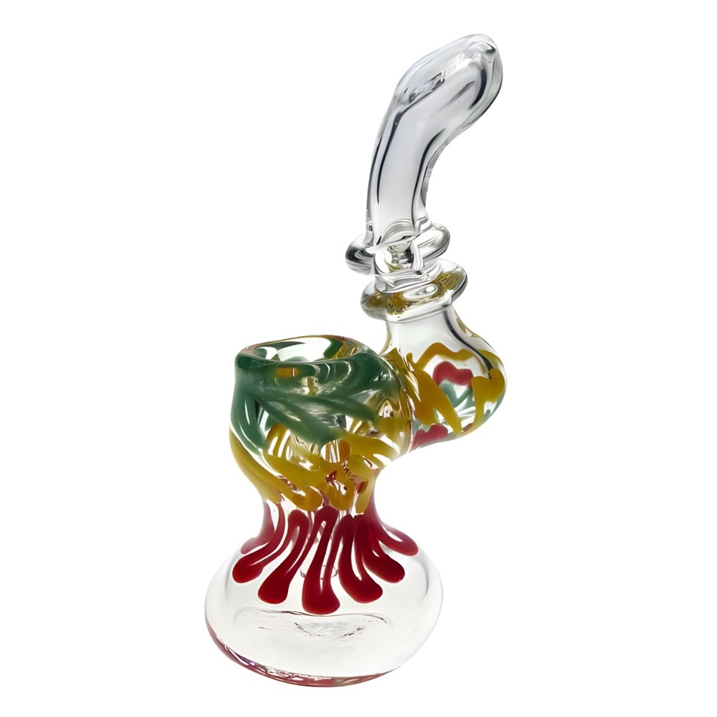 Verre clair Sherlock Bubbler avec des rayures Rasta