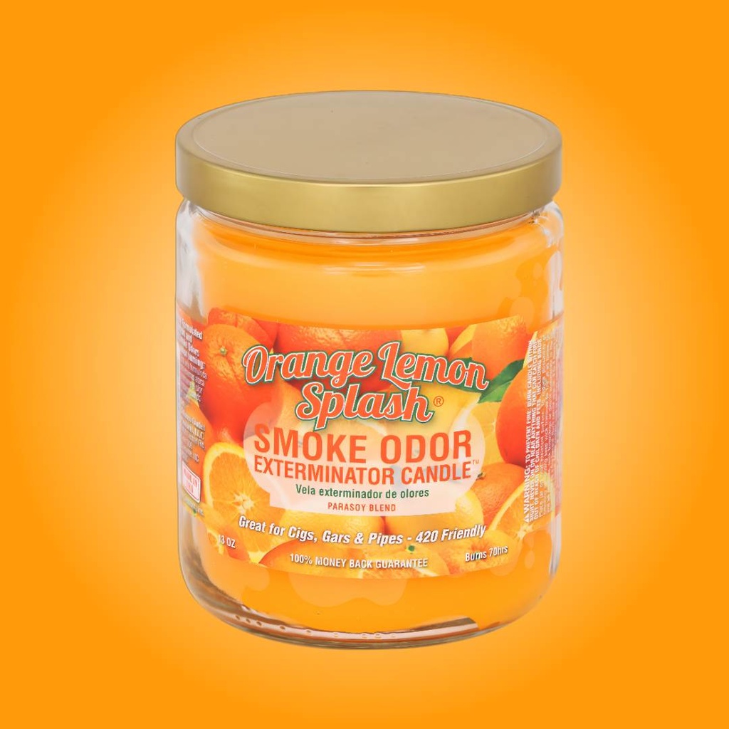 Bougie Éliminatrice d’Odeurs de Fumée – Éclaboussure Orange Citron