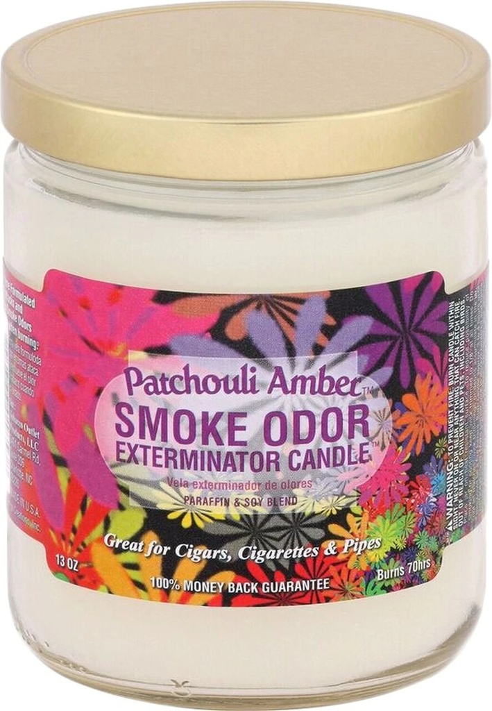 Bougie exterminatrice d'odeur de fumée - 13 oz - Patchouli Ambre