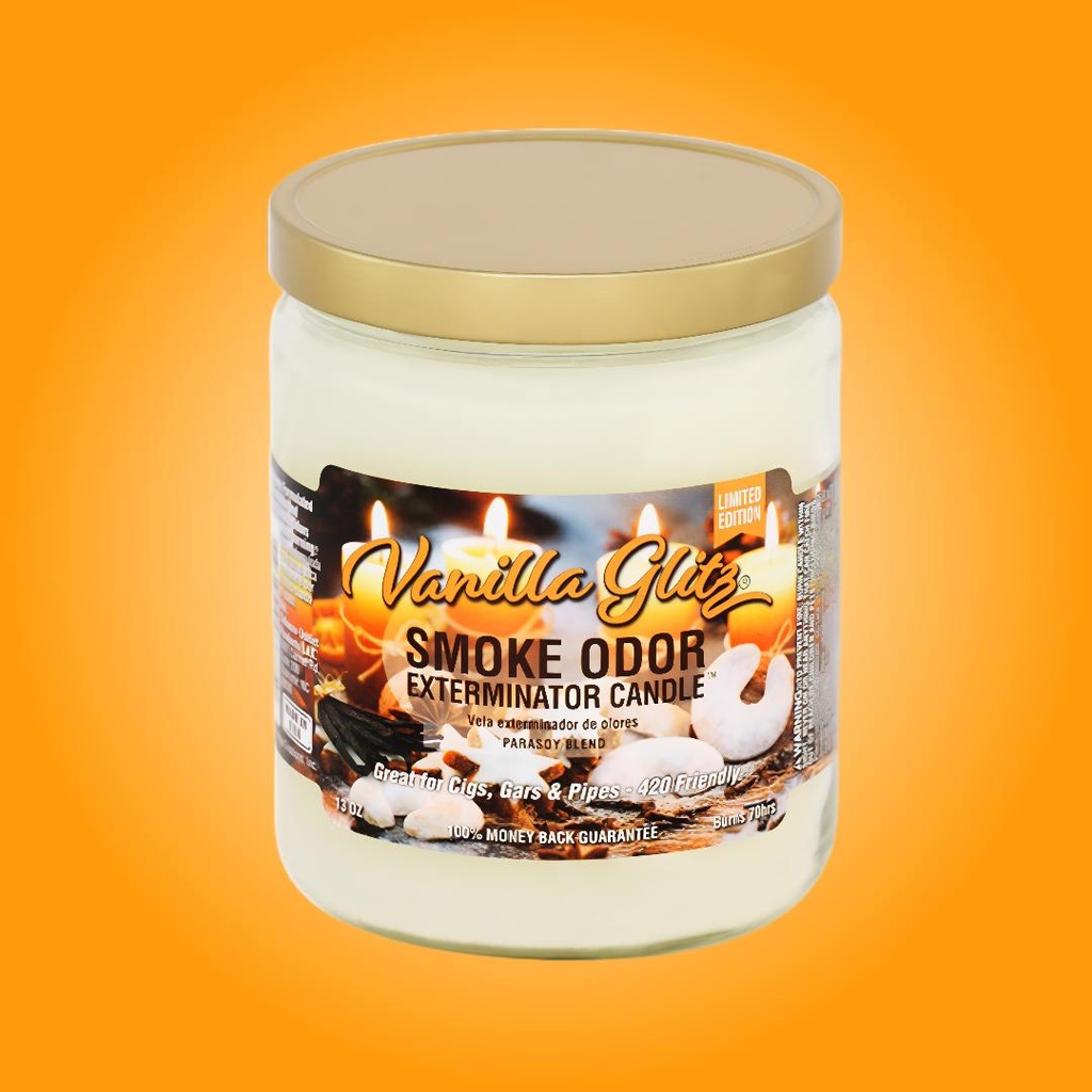 Bougie Éliminatrice d’Odeurs de Fumée – Vanille Scintillante – 13 oz