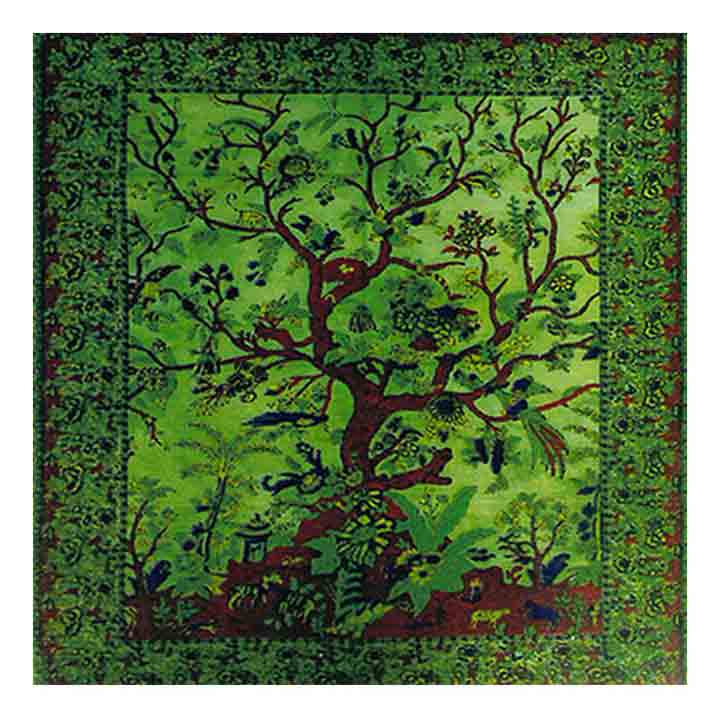 Tapestry Green Psychedelic Tree of Life