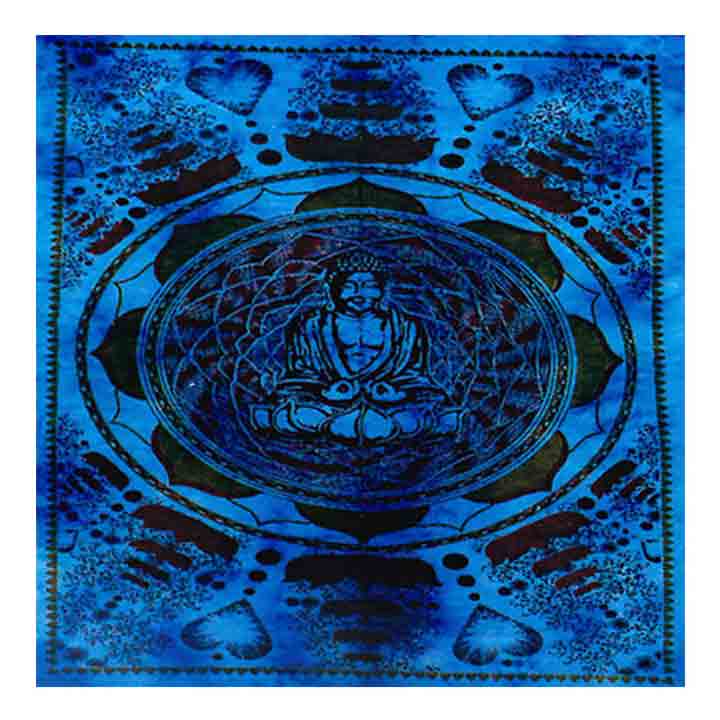 Tapestry Blue Buddha in Lotus Flower