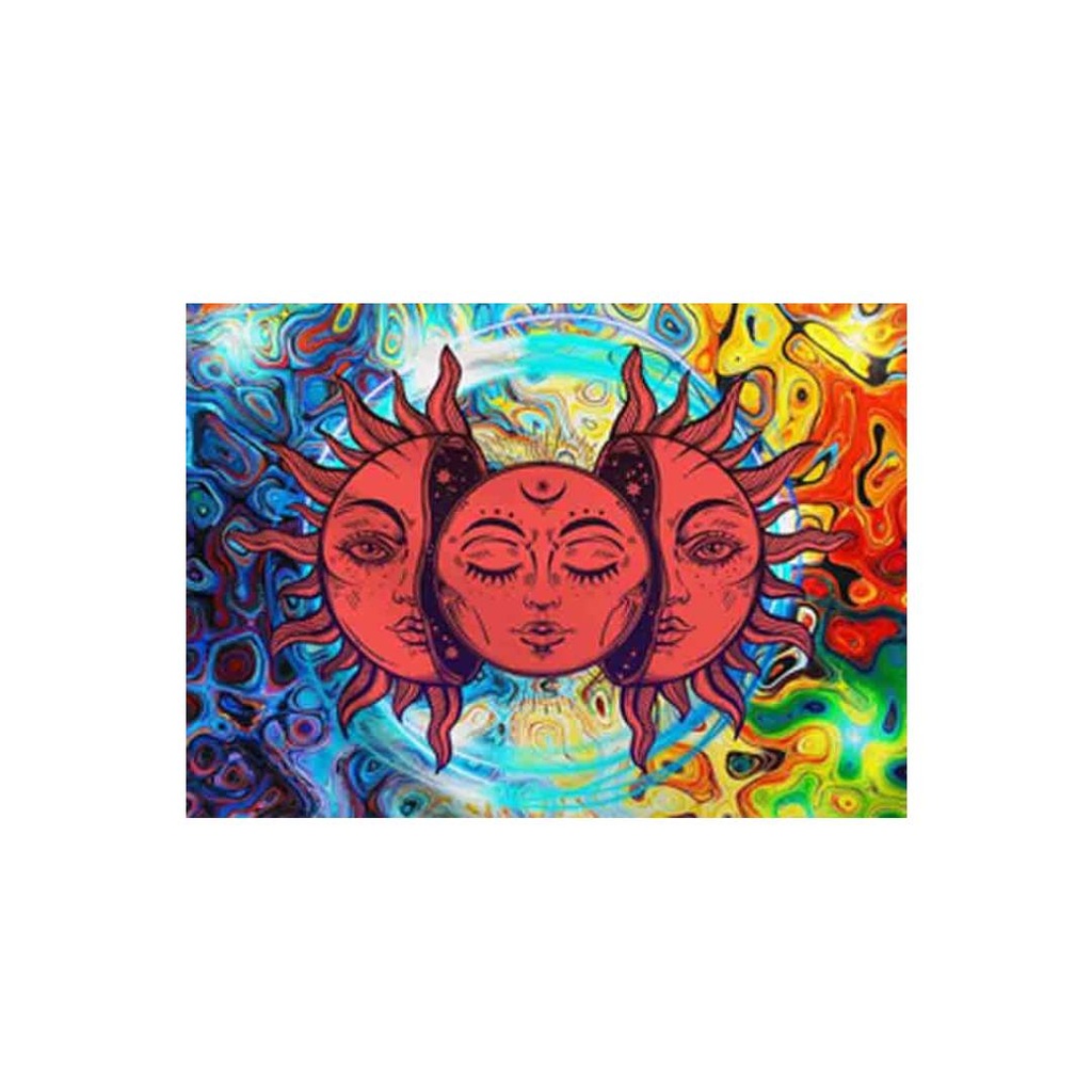 UV Light Reactive Tapestry Sun and Moon 50x60