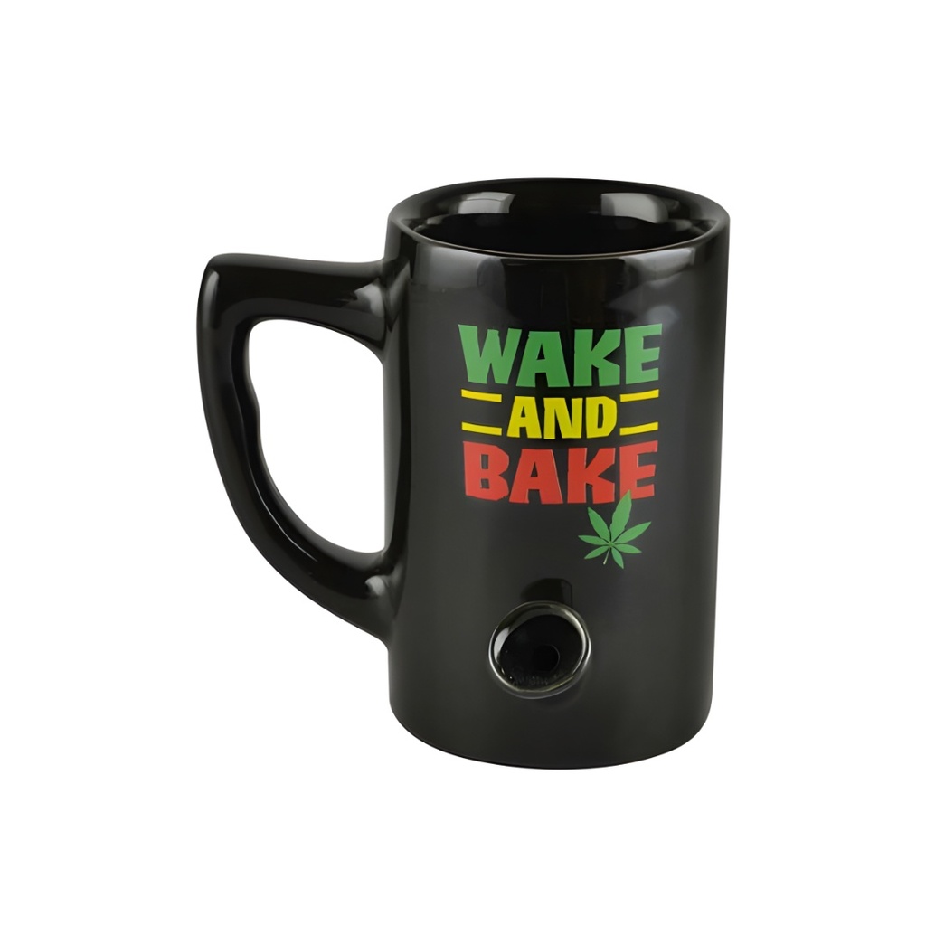 Réveillez-vous et fumez 8oz Tasse Pipe Rasta Novelté