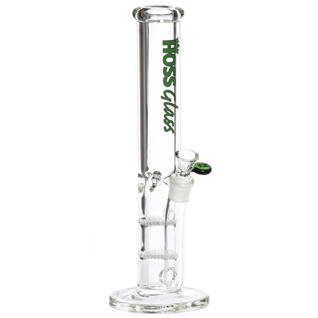 Hoss Glass 7 mm Stemless Straight Tube Bong with Double Honeycomb Diffuser Y047-AH