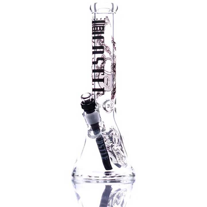 14 pouces 9mm Hell Hound Beaker Bong avec une base épaisse de Castle Glass