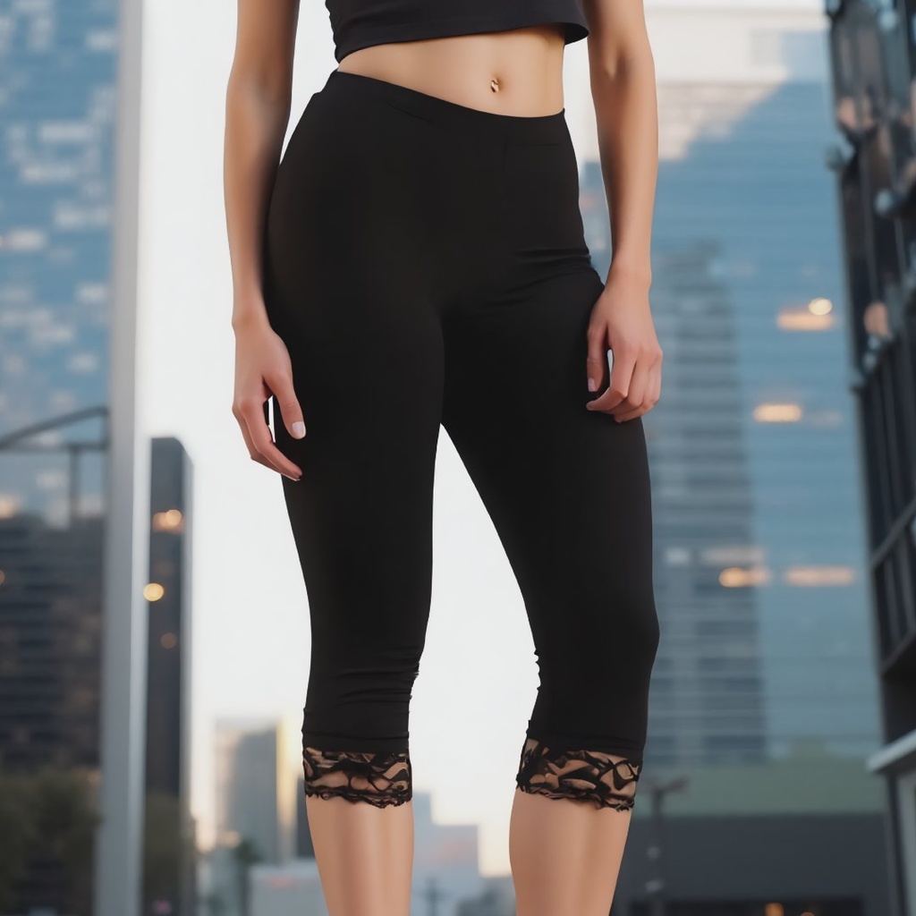 Leggings 3/4 de Bambú con Encaje para Mujer – Eco-Essentials