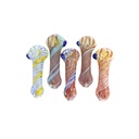 4 Inch Glass Handpipe Clear with Color Spirals and Flat Mouthpiece - 1019DD