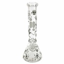 14 Inch Infyniti Glow in the Dark Skeletons Glass Beaker Bong with Ice Pinch