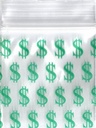 Dollar Signs 1.5x1.5 Inch Plastic Baggies 1000 pcs.