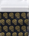 Sacs en plastique Gold Skulls de 1x1 pouce, 100 pièces.