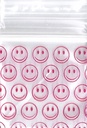 Sacs en plastique rouges avec un visage heureux de 1,25x1,25 pouces, 100 pièces.