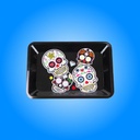 Decorative Sugar Skulls Small Metal Rolling Tray – Compact & Durable, 7x6 Inch