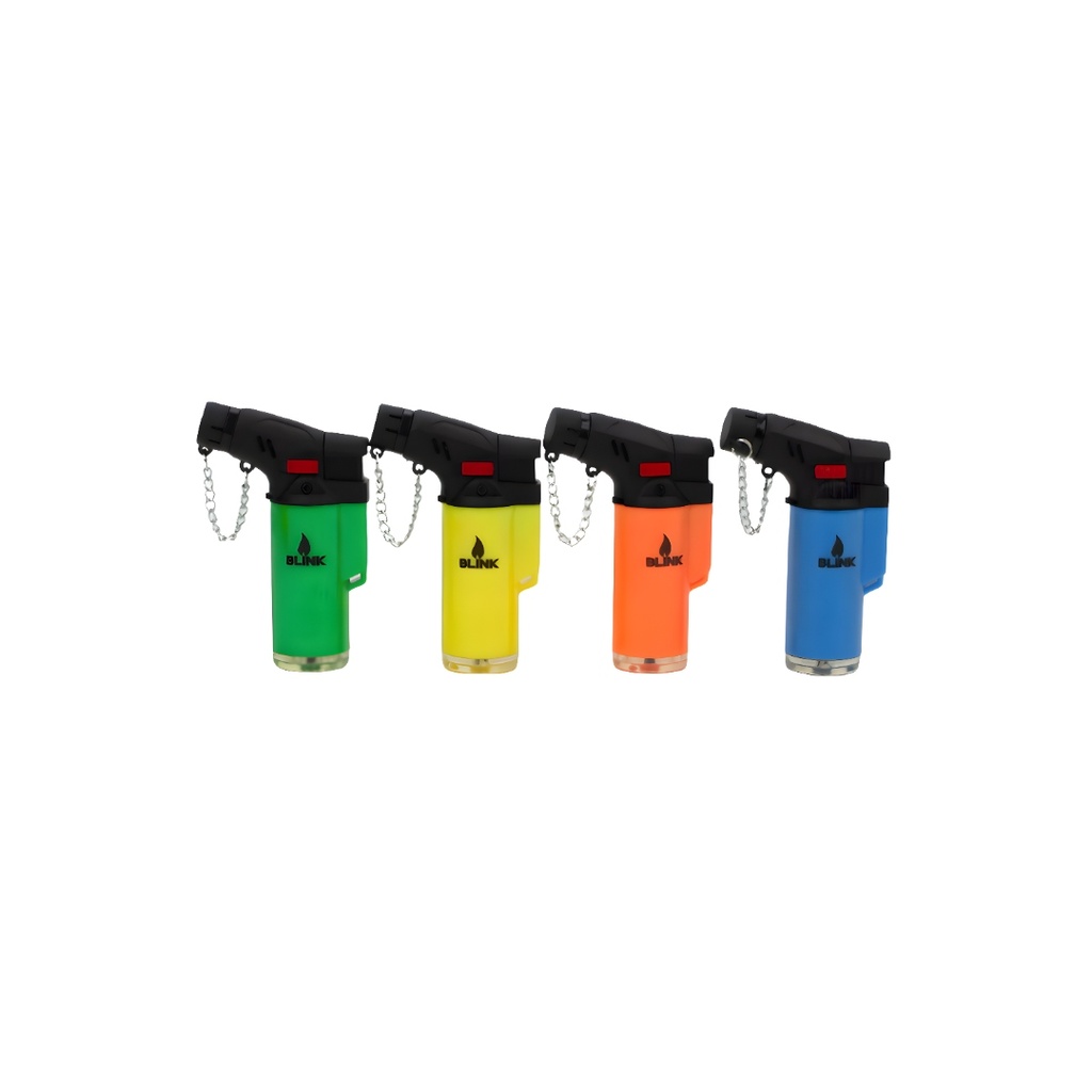 Refillable Blink Neon Torch Lighter Angled Flame Colorful & Versatile