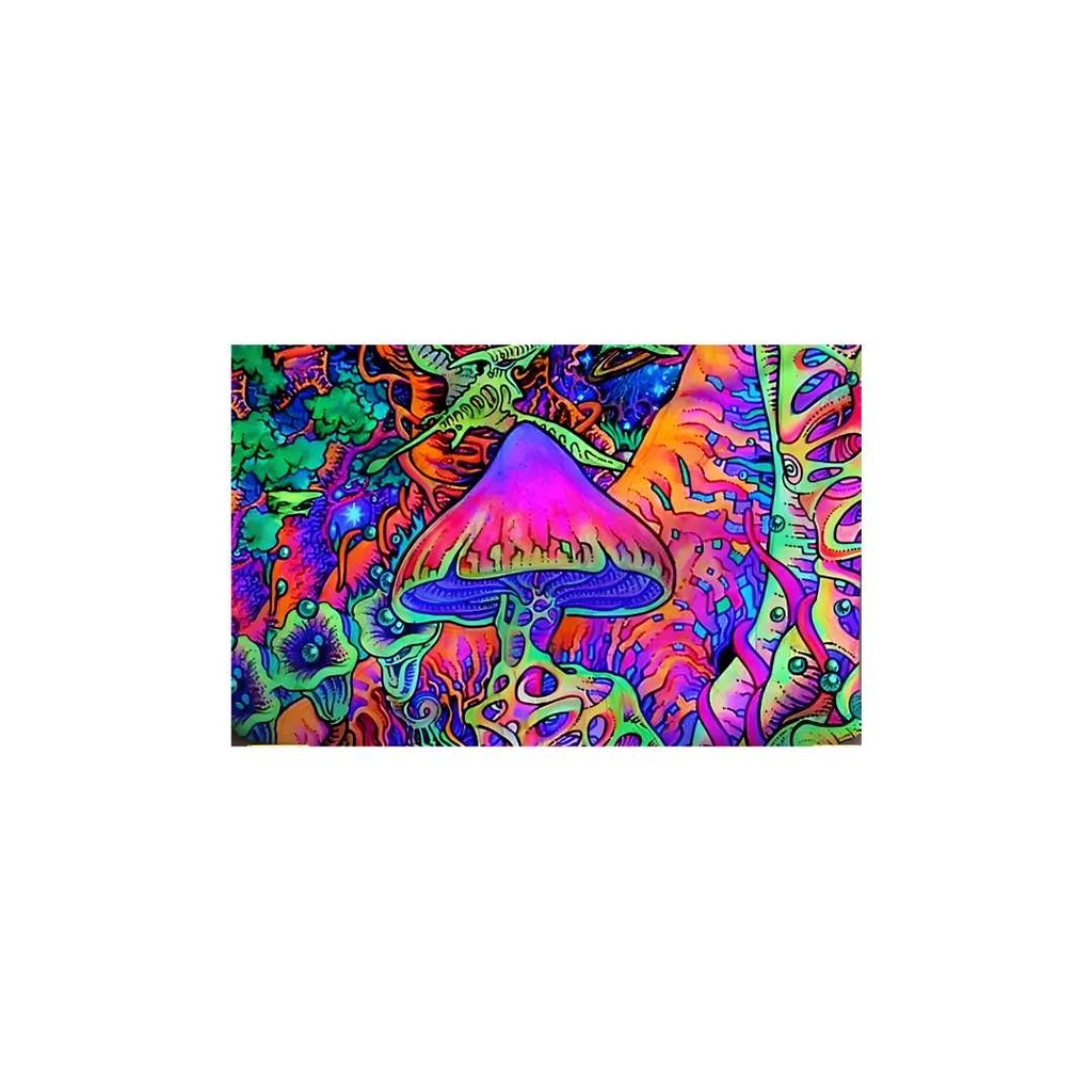 Psychedelic Jungle Mushroom Tapestry  Bold and Colorful Wall Decor 50x60