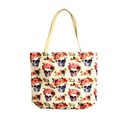 Bolsa Tote de Yute Chic Techno de Calavera y Rosas - Elegancia Floral con Estilo Audaz