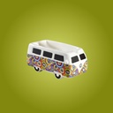 Colorful Flower Burst Vintage Bus Ceramic Ashtray – Retro Chic Decor