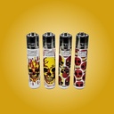 Skull Fire - Clipper Refillable Lighter - Bold Skull & Flame Design